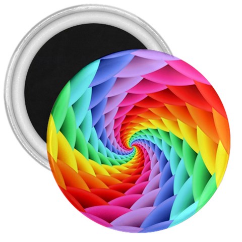 Psychedelic Rainbow Spiral 3  Magnet from ArtsNow.com Front