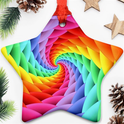 Psychedelic Rainbow Spiral Ornament (Star) from ArtsNow.com Front