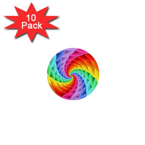 Psychedelic Rainbow Spiral 1  Mini Button (10 pack)  from ArtsNow.com Front