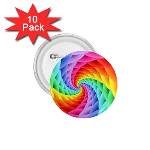 Psychedelic Rainbow Spiral 1.75  Button (10 pack)  from ArtsNow.com Front