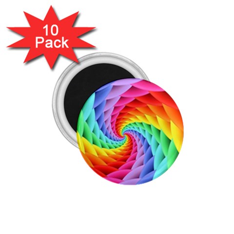 Psychedelic Rainbow Spiral 1.75  Magnet (10 pack)  from ArtsNow.com Front