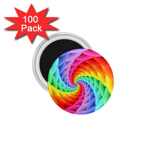 Psychedelic Rainbow Spiral 1.75  Magnet (100 pack)  from ArtsNow.com Front