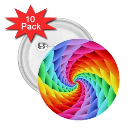 Psychedelic Rainbow Spiral 2.25  Button (10 pack) from ArtsNow.com Front