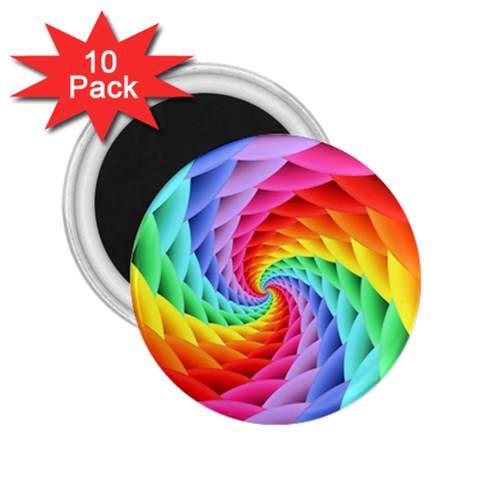 Psychedelic Rainbow Spiral 2.25  Magnet (10 pack) from ArtsNow.com Front