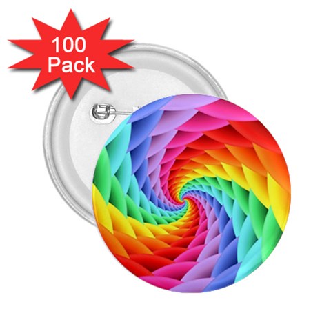 Psychedelic Rainbow Spiral 2.25  Button (100 pack) from ArtsNow.com Front