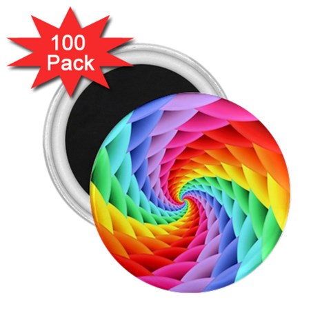 Psychedelic Rainbow Spiral 2.25  Magnet (100 pack)  from ArtsNow.com Front