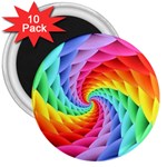 Psychedelic Rainbow Spiral 3  Magnet (10 pack)