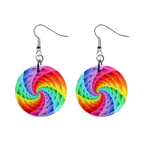 Psychedelic Rainbow Spiral 1  Button Earrings from ArtsNow.com Front