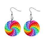 Psychedelic Rainbow Spiral 1  Button Earrings