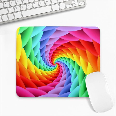 Psychedelic Rainbow Spiral Large Mousepad from ArtsNow.com Front