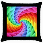 Psychedelic Rainbow Spiral Throw Pillow Case (Black)