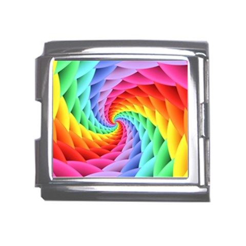 Psychedelic Rainbow Spiral Mega Link Italian Charm (18mm) from ArtsNow.com Front