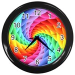 Psychedelic Rainbow Spiral Wall Clock (Black)