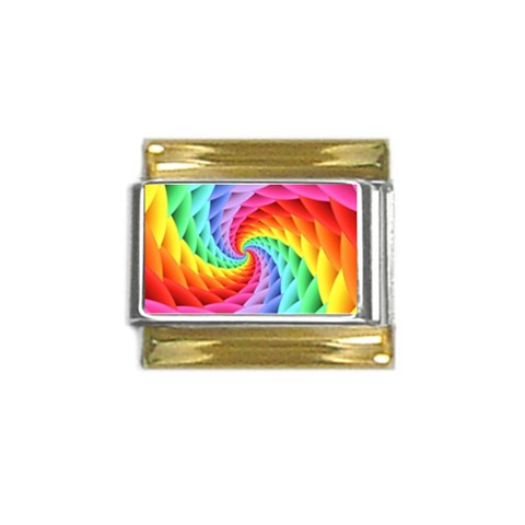 Psychedelic Rainbow Spiral Gold Trim Italian Charm (9mm) from ArtsNow.com Front