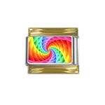 Psychedelic Rainbow Spiral Gold Trim Italian Charm (9mm)