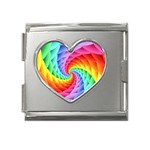 Psychedelic Rainbow Spiral Mega Link Heart Italian Charm (18mm)