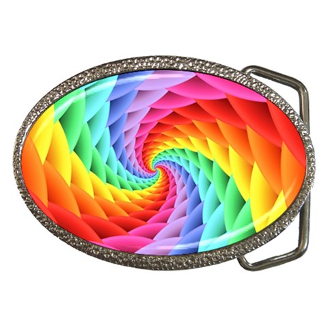 Psychedelic Rainbow Spiral Belt Buckle from ArtsNow.com Front