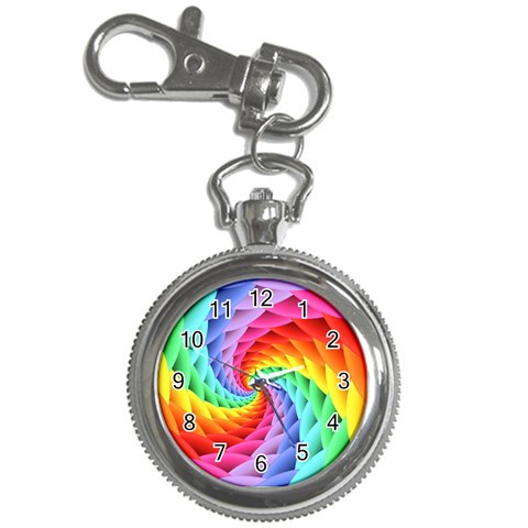 Psychedelic Rainbow Spiral Key Chain Watch from ArtsNow.com Front