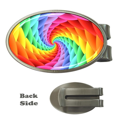 Psychedelic Rainbow Spiral Money Clip (Oval) from ArtsNow.com Front