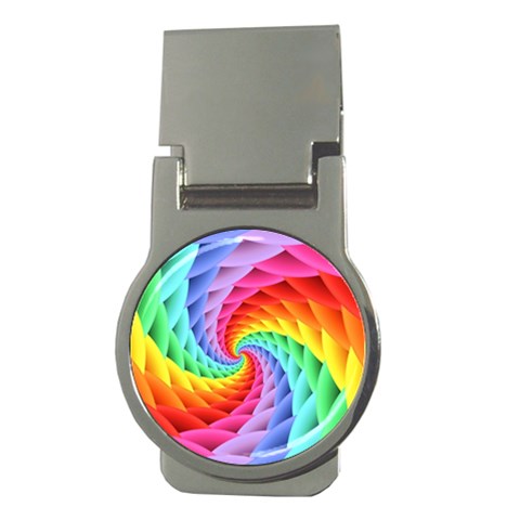 Psychedelic Rainbow Spiral Money Clip (Round) from ArtsNow.com Front