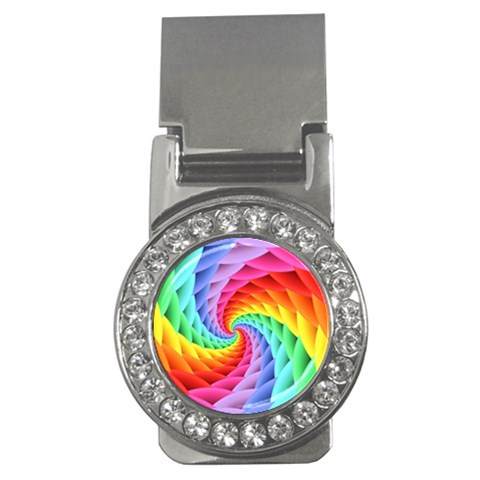 Psychedelic Rainbow Spiral Money Clip (CZ) from ArtsNow.com Front