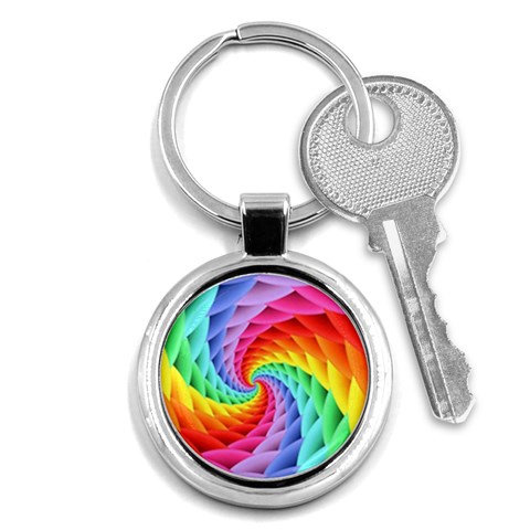 Psychedelic Rainbow Spiral Key Chain (Round) from ArtsNow.com Front