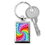 Psychedelic Rainbow Spiral Key Chain (Rectangle)