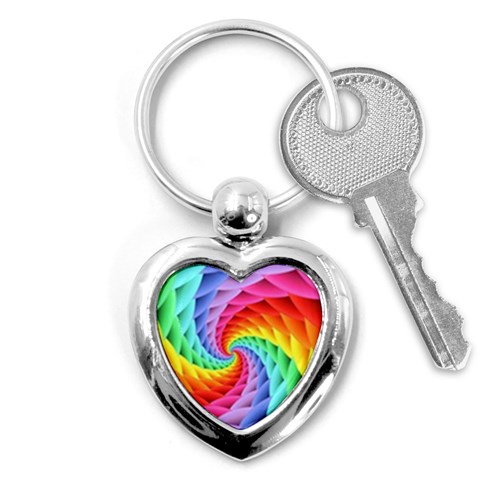 Psychedelic Rainbow Spiral Key Chain (Heart) from ArtsNow.com Front