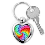 Psychedelic Rainbow Spiral Key Chain (Heart)