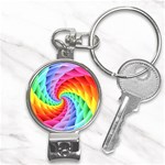 Psychedelic Rainbow Spiral Nail Clippers Key Chain