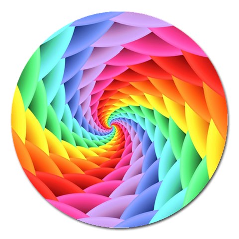 Psychedelic Rainbow Spiral Magnet 5  (Round) from ArtsNow.com Front