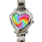 Psychedelic Rainbow Spiral Heart Italian Charm Watch