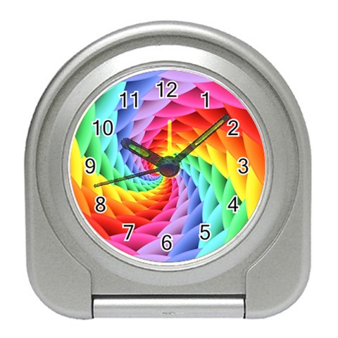 Psychedelic Rainbow Spiral Travel Alarm Clock from ArtsNow.com Front