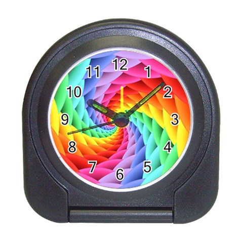 Psychedelic Rainbow Spiral Travel Alarm Clock from ArtsNow.com Front