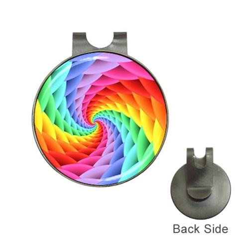 Psychedelic Rainbow Spiral Golf Ball Marker Hat Clip from ArtsNow.com Front