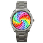 Psychedelic Rainbow Spiral Sport Metal Watch