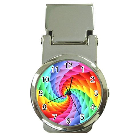 Psychedelic Rainbow Spiral Money Clip Watch from ArtsNow.com Front