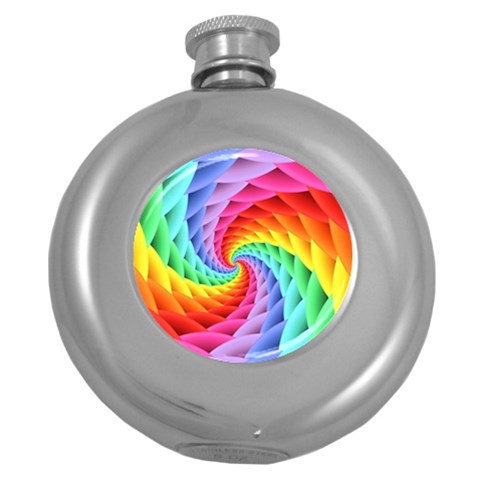 Psychedelic Rainbow Spiral Hip Flask (5 oz) from ArtsNow.com Front