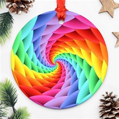 Psychedelic Rainbow Spiral Round Ornament (Two Sides) from ArtsNow.com Back