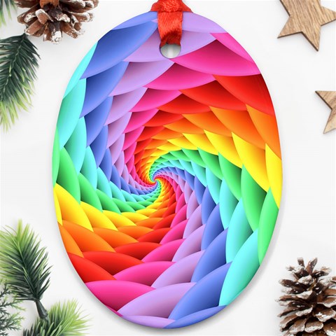 Psychedelic Rainbow Spiral Oval Ornament (Two Sides) from ArtsNow.com Front