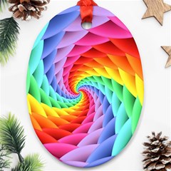 Psychedelic Rainbow Spiral Oval Ornament (Two Sides) from ArtsNow.com Front