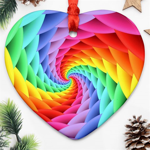 Psychedelic Rainbow Spiral Heart Ornament (Two Sides) from ArtsNow.com Front