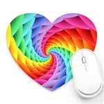 Psychedelic Rainbow Spiral Heart Mousepad