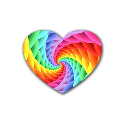 Psychedelic Rainbow Spiral Rubber Coaster (Heart) from ArtsNow.com Front