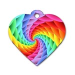 Psychedelic Rainbow Spiral Dog Tag Heart (One Side)