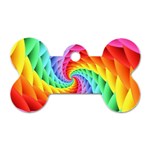 Psychedelic Rainbow Spiral Dog Tag Bone (One Side)