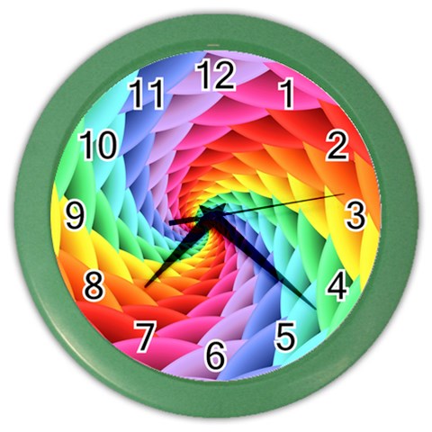 Psychedelic Rainbow Spiral Color Wall Clock from ArtsNow.com Front