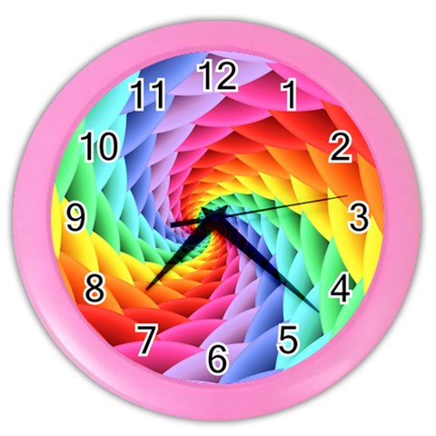 Psychedelic Rainbow Spiral Color Wall Clock from ArtsNow.com Front