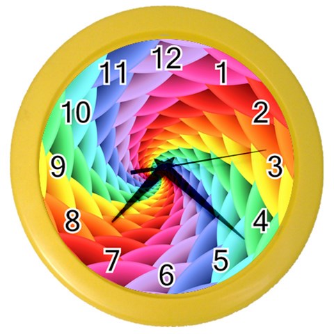 Psychedelic Rainbow Spiral Color Wall Clock from ArtsNow.com Front