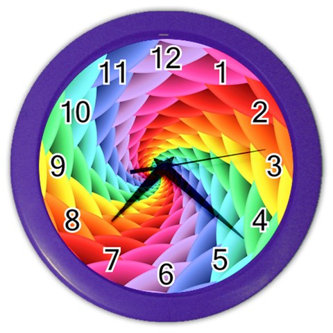 Psychedelic Rainbow Spiral Color Wall Clock from ArtsNow.com Front